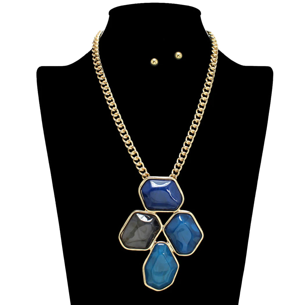 4 STONES COLORED NECKLACE