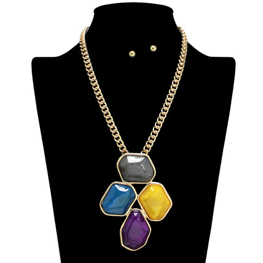 4 STONES COLORED NECKLACE