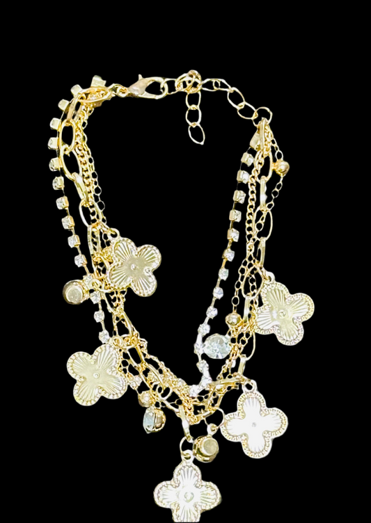 Clover Layered Charm Bracelet 0127