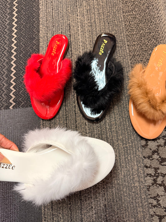 Fur Strap Sandals