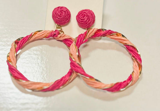 STRAW MULTI COLORED HOOPS 3986