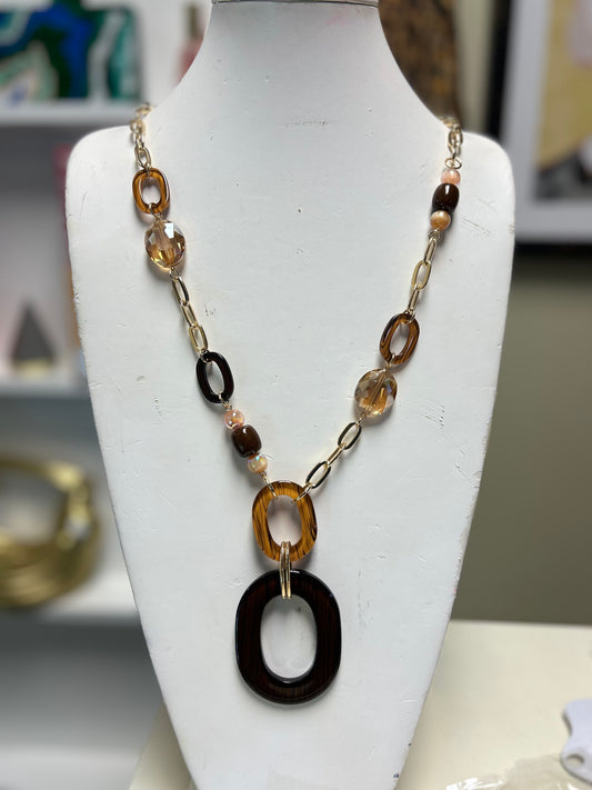 WOODEN O LINK NECKLACE #4664 0154