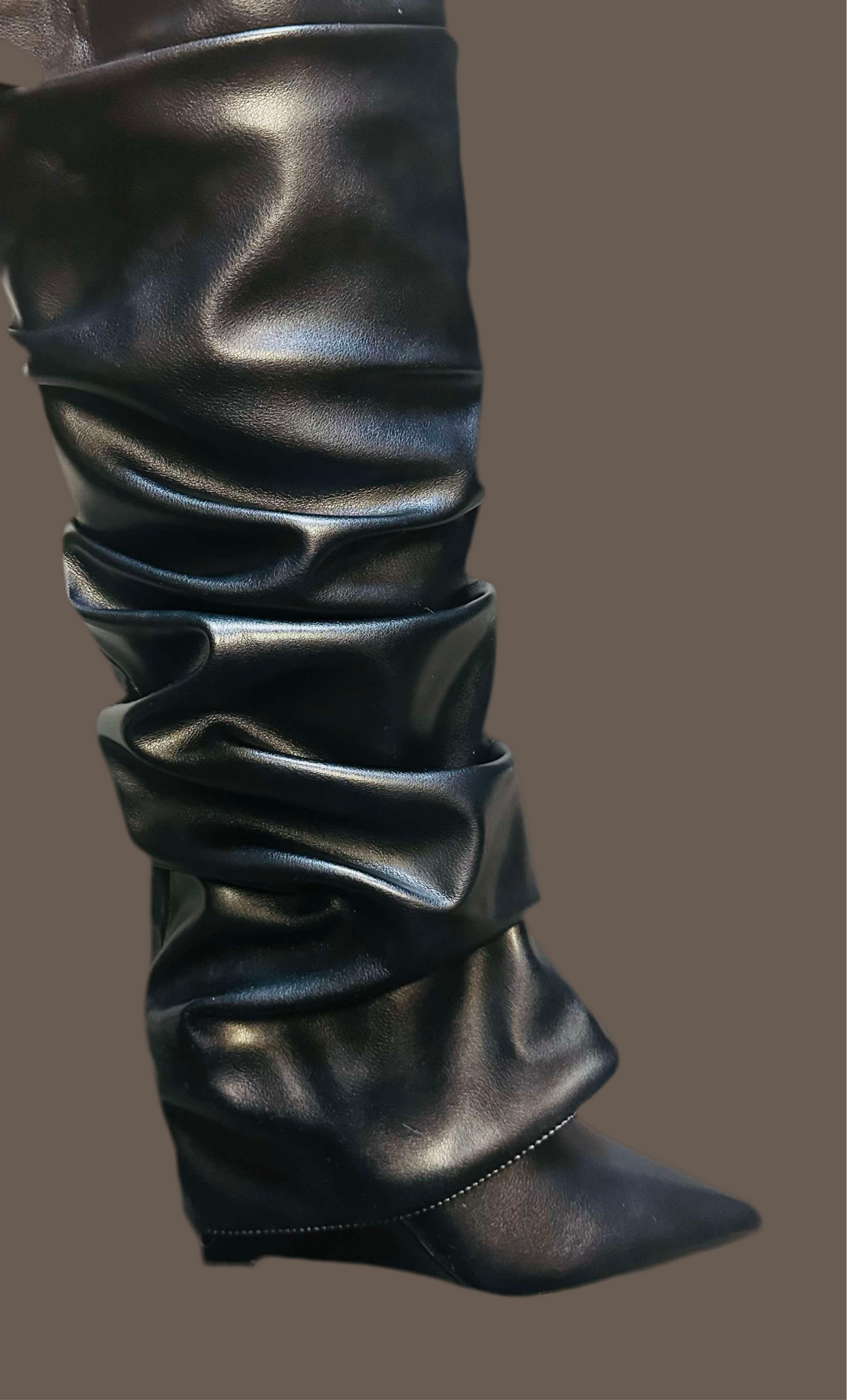 Scrunchy Stacked Leather Boots