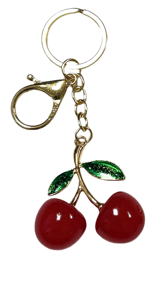 CHERRY GREEN LEAF KEYCHAIN 0134