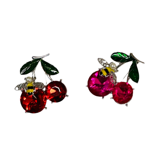 CHERRY BEE BROOCH PIN SET OF 2 0134