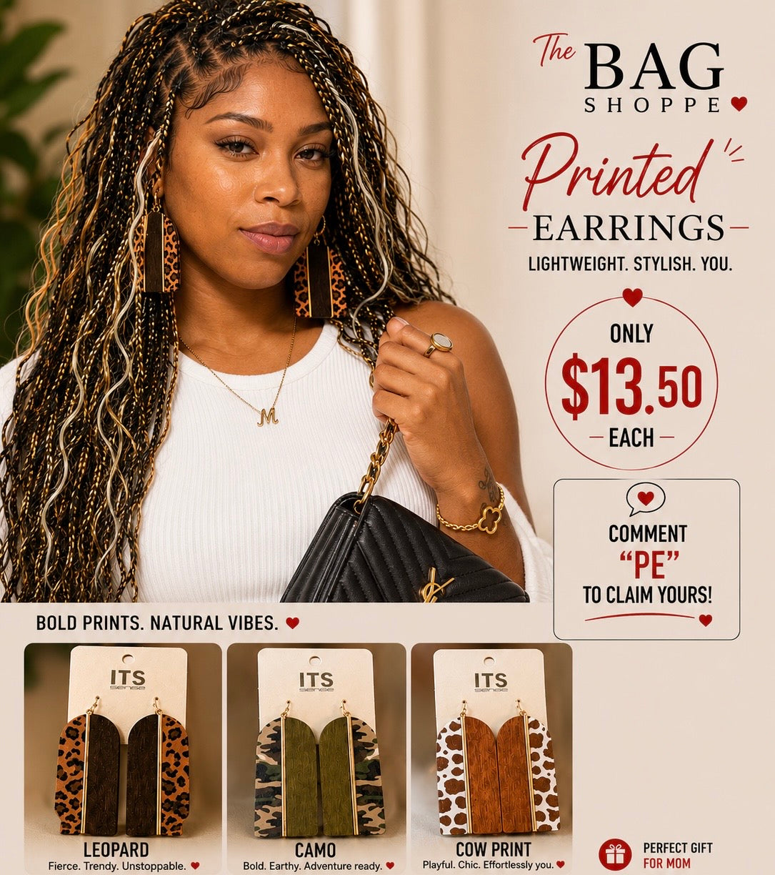 Printed Wood Earrings