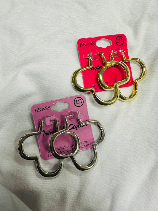 Brass Clover Hoops