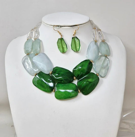 UNIQUE GEMS NECKLACE SET #4717