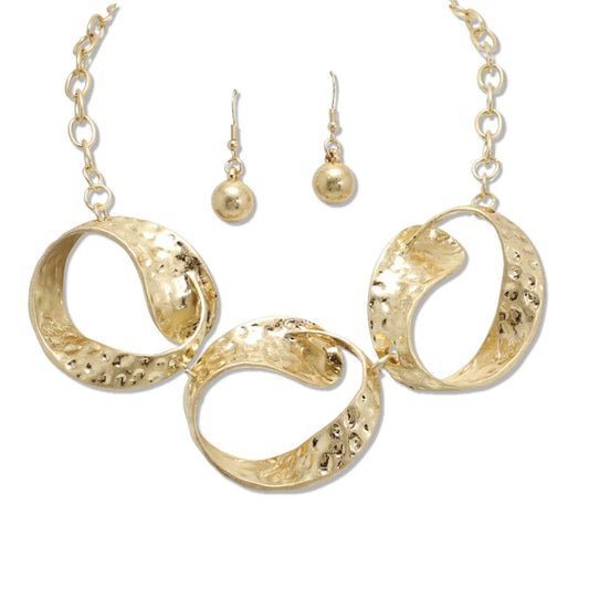 SWIRL HAMMERED NECKLACE SET 4789