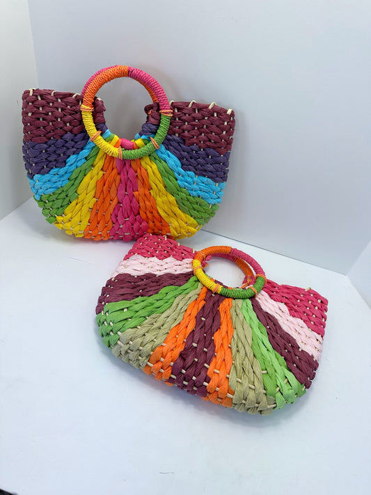 Multi Color Straw Handbag