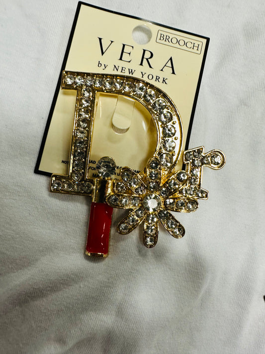 BLING D GOLD BROOCH