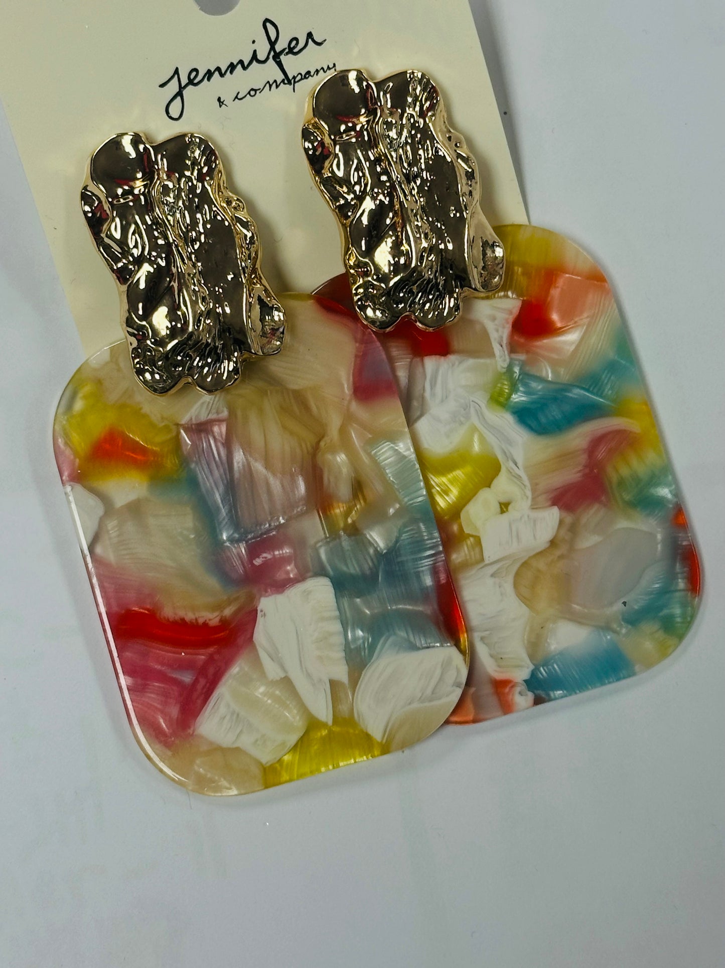 Gold Nugget Large Acrylic Earrings