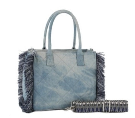 Denim Fringe Tote