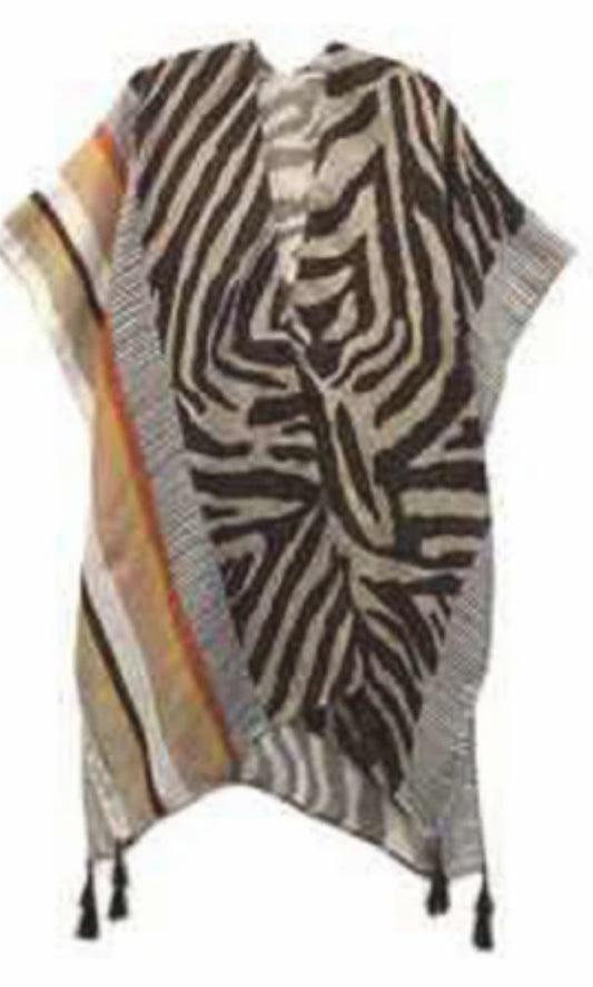 BROWN BEIGE ZEBRA KIMONO