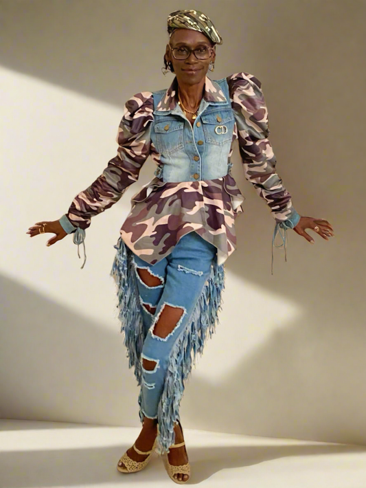 Puffer Denim Top