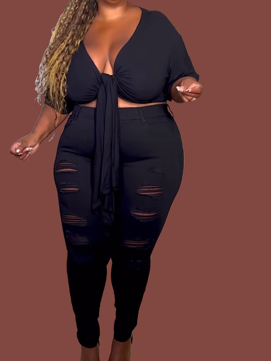SSP DISTRESSED PANTS - PLUS
