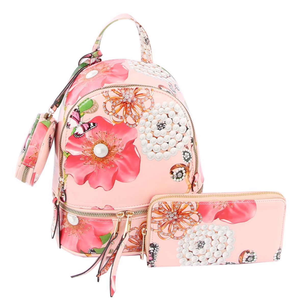 Blush Floral Backpack Set