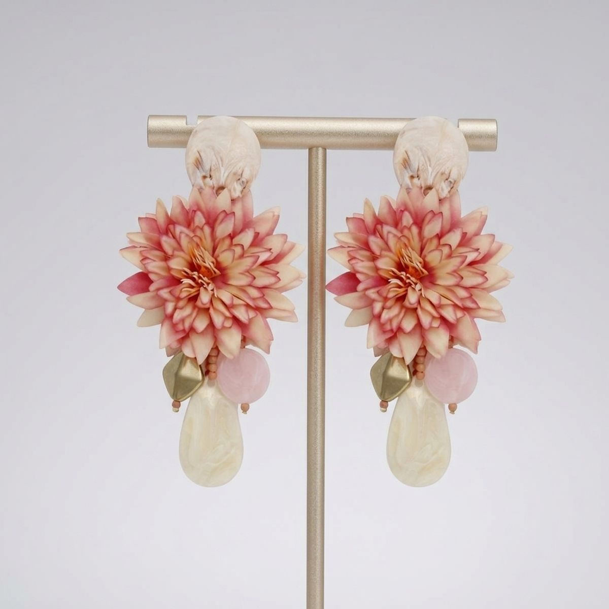 Pink Oversized Tropical Flower Drop Earrings