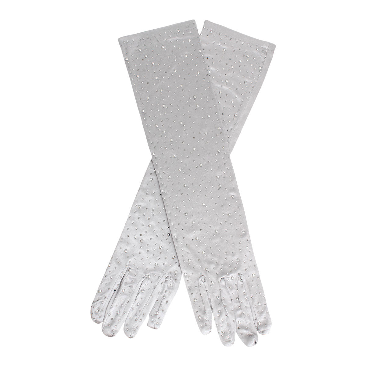 Gloves Long Silver Stone Satin Bridal for Women