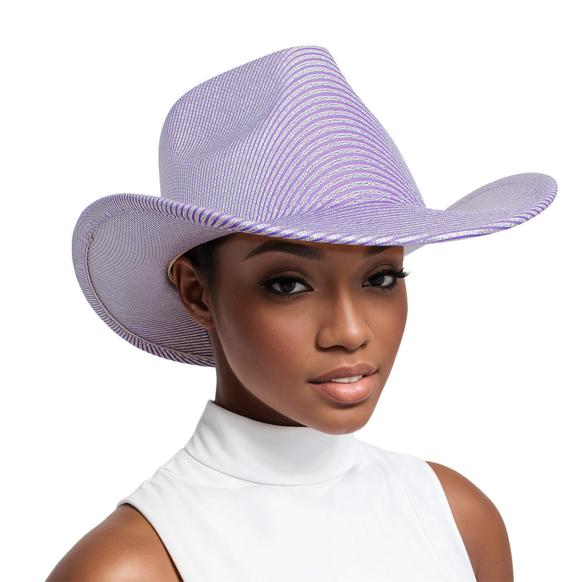 Cowboy Hat Iridescent Striped Lavender Hat