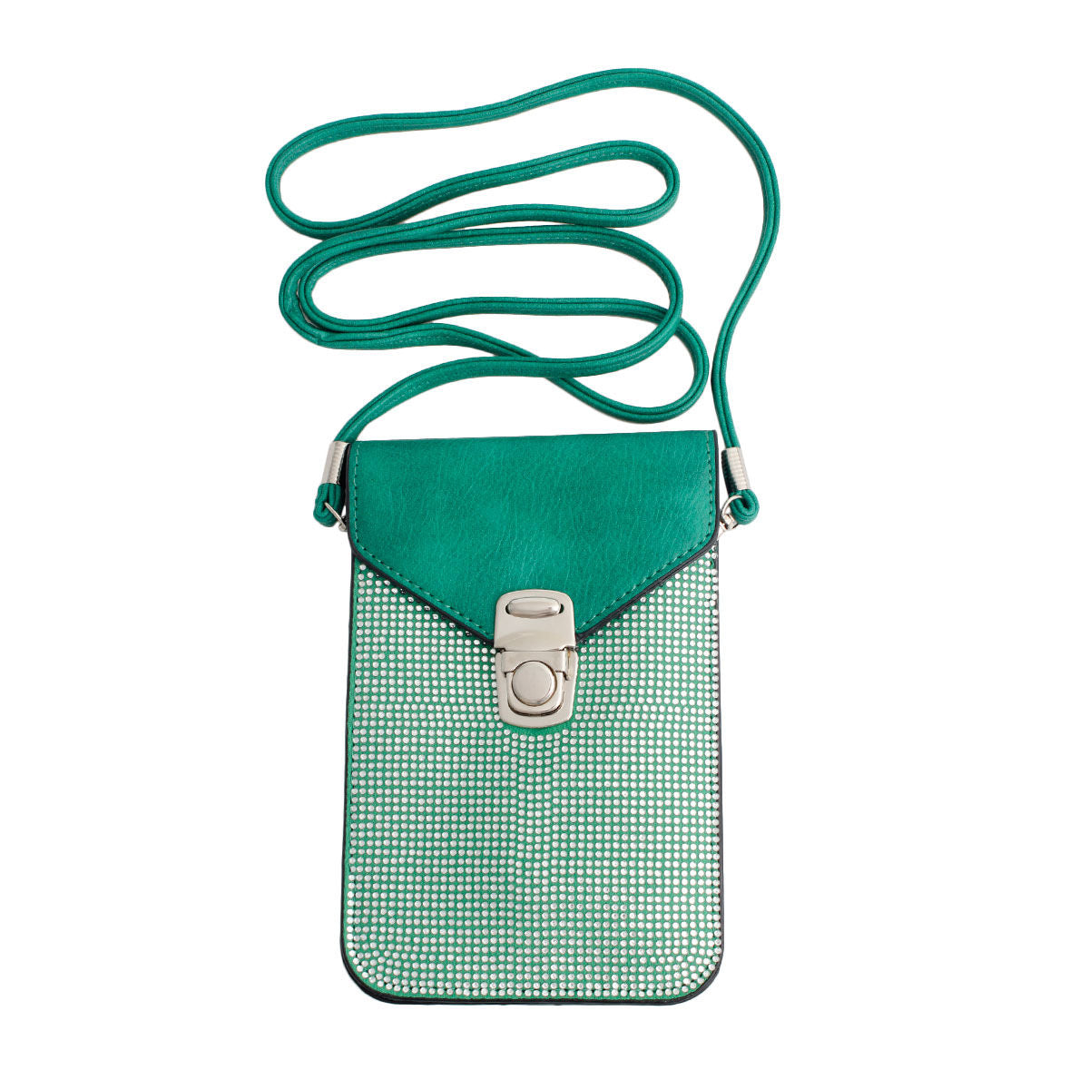 Green Rhinestone Cellphone Wallet