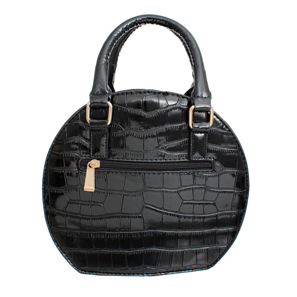 Handbag Round Black Flower Croc Bag for Women