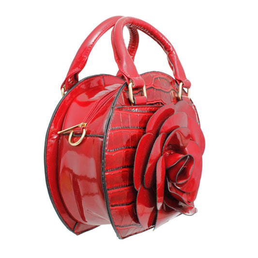 Handbag Round Red Flower Croc Bag for Women