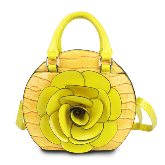 Handbag Round Yellow Flower Croc Bag for Women