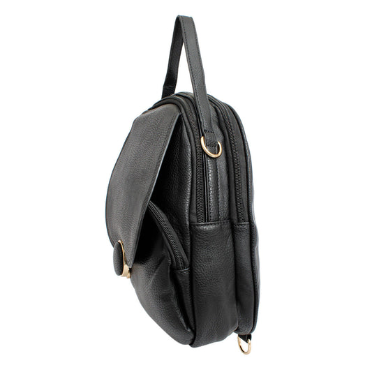 Backpack Black Rounded Small Handbag for Women