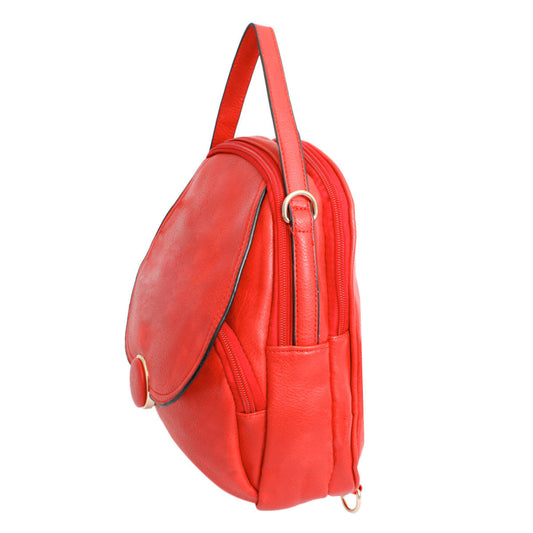 Backpack Red Rounded Small Handbag for Women