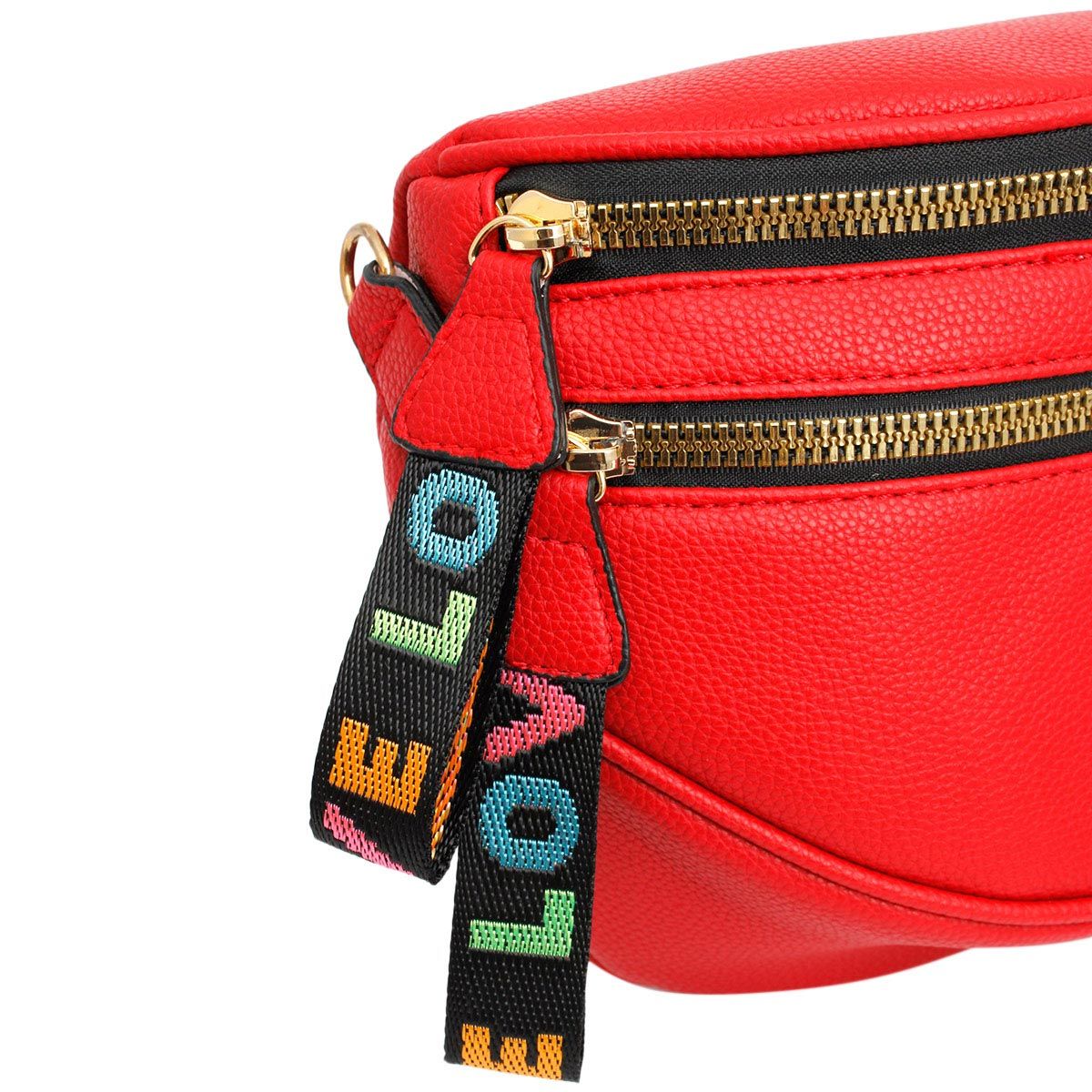 Crossbody Red Love Zipper Saddle Bag for Women