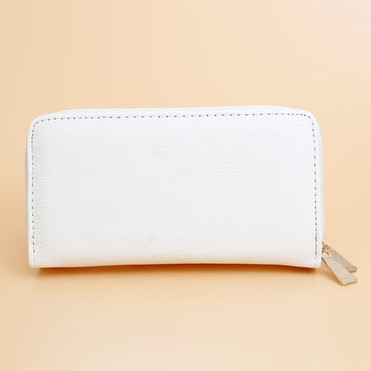 Zipper Wallet White Soft Grain for Women