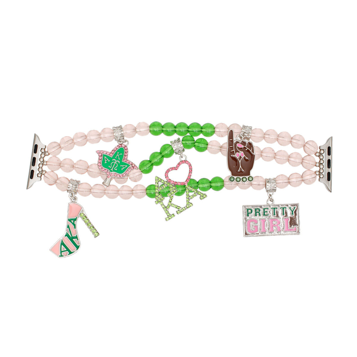 AKA Sorority Pink Green Glass Watch Band for Women