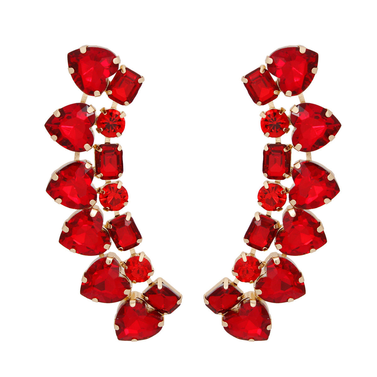 Dangle Red Heart Crystal Earrings for Women