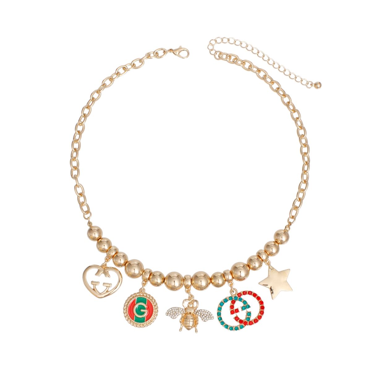 Charm Necklace Gold Red Green Luxe G for Women