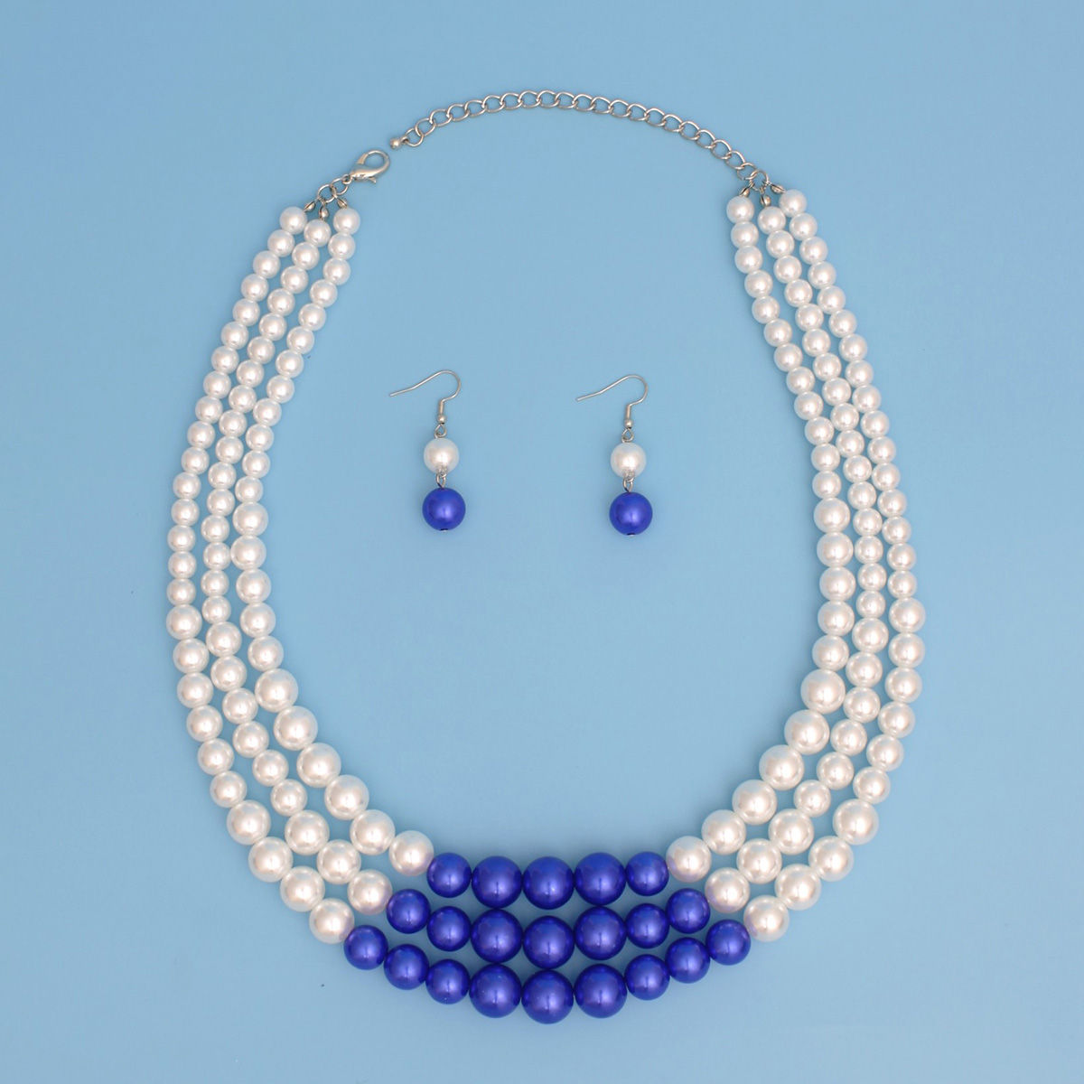 ZPB Pearl White with Blue Center 3 Strand Set