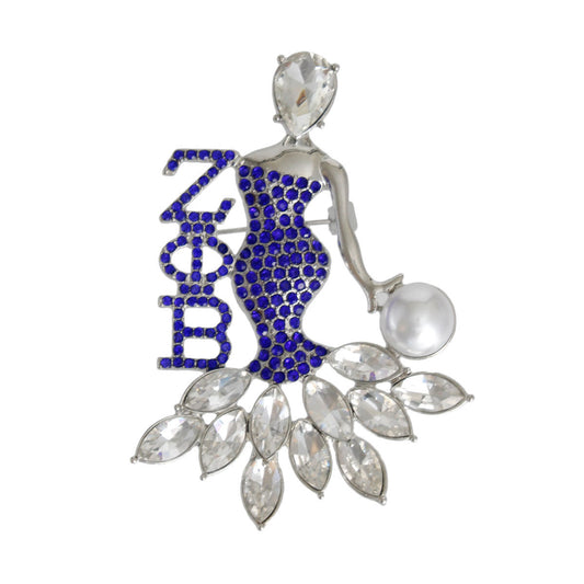 Blue Silver Woman Sorority Pin