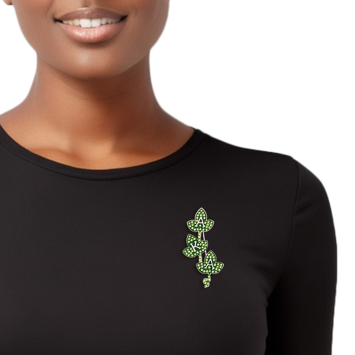 AKA Sorority Green Pink Ivy Leaf Brooch for Women