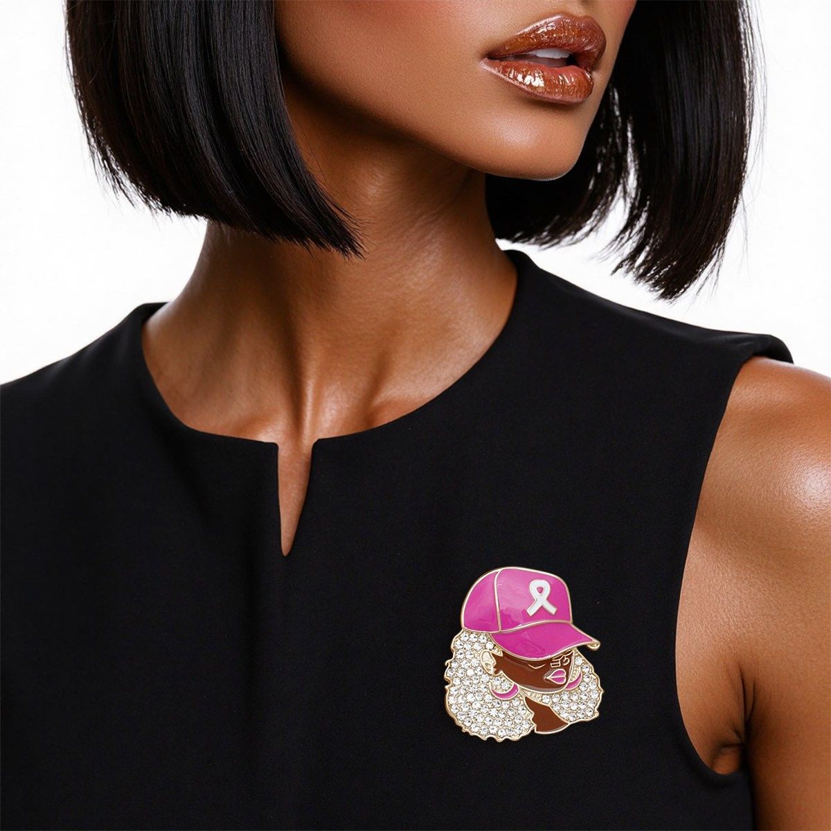 Breast Cancer Supportive Sister Gold Glam Brooch