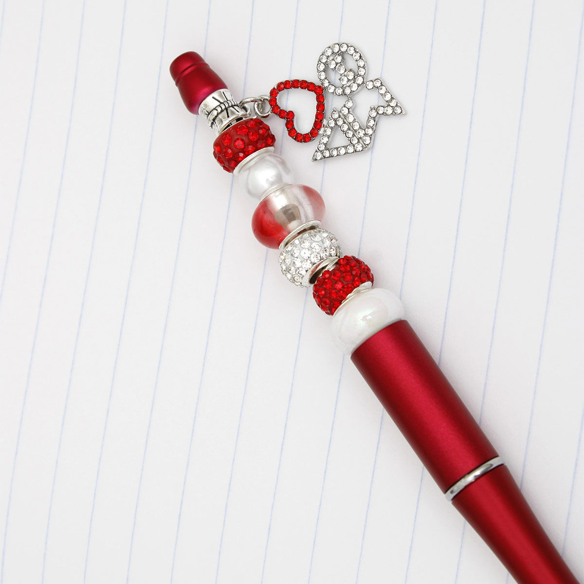 DST Sorority Bling Bead and Charm Red Pen