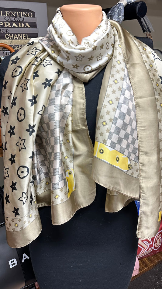 CHECKERED IVORY SCARF SOLO