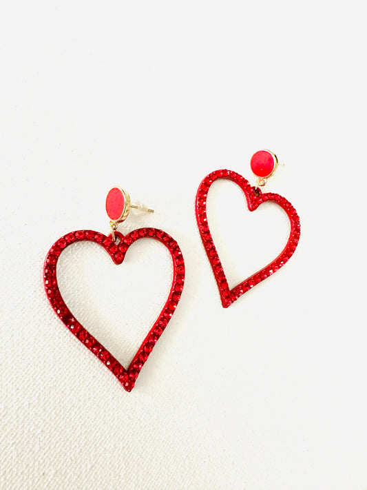 OPEN HEART BLING EARRINGS 0758
