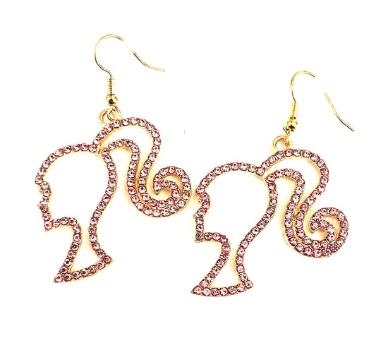 OPEN FACED PINK DOLL EARRINGS 0773