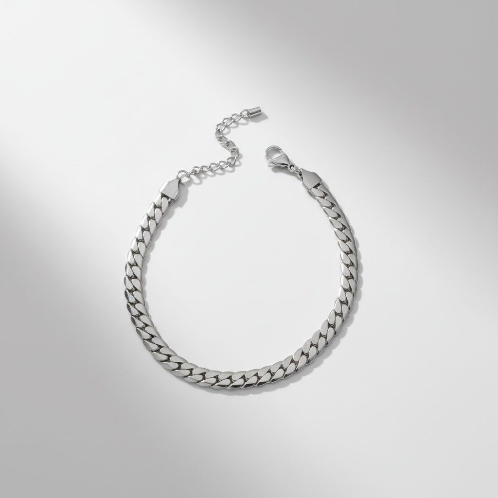 Anklet 6.5mm Silver Steel Herringbone Chain