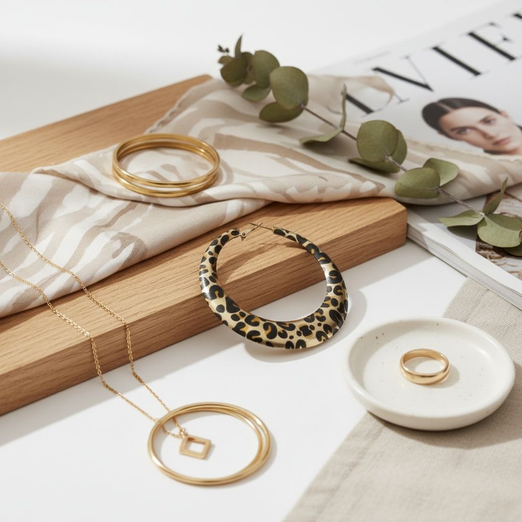 Hoop Fierce Leopard Print Gold Metal Earrings