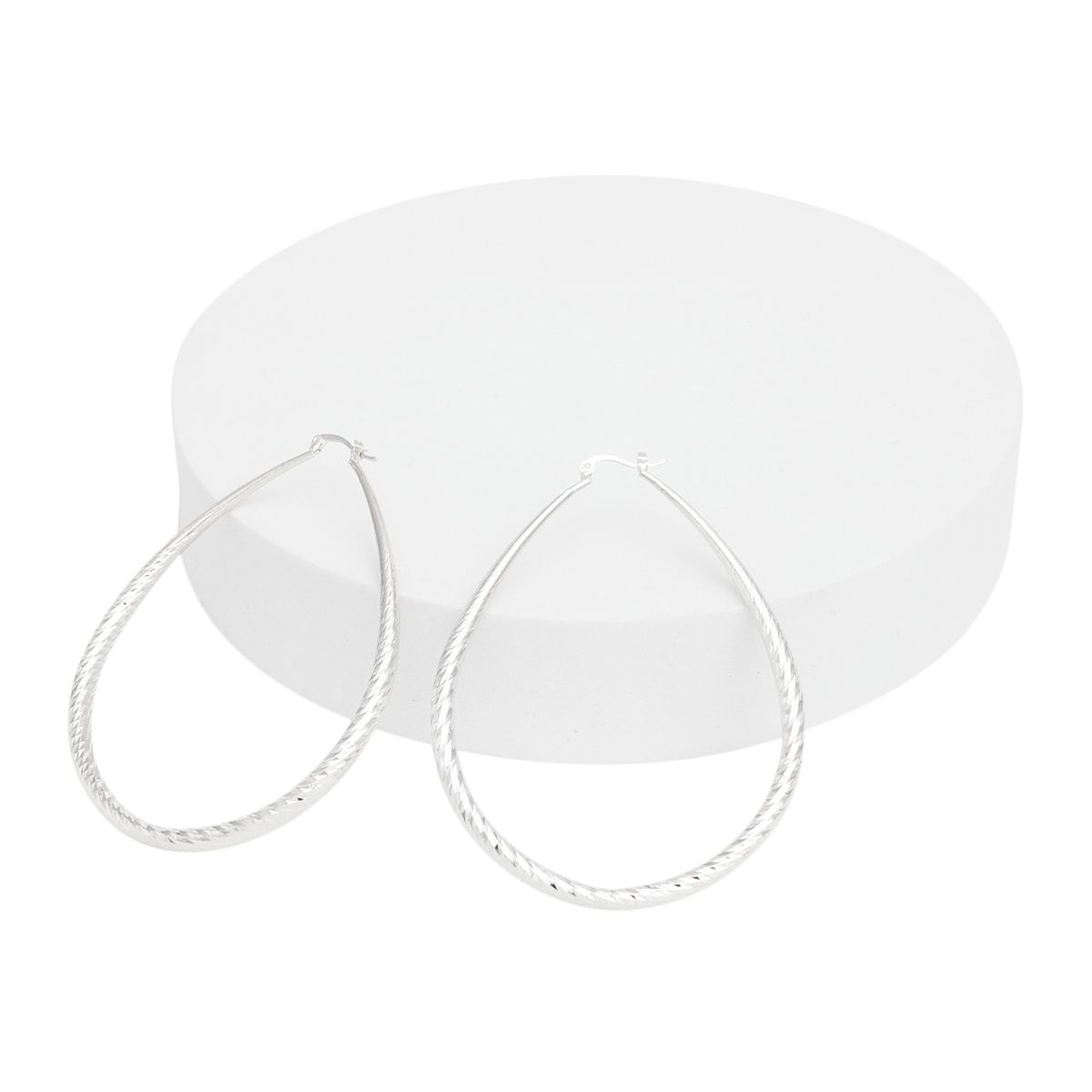 Hoop Etched Silver Teardrop Reinvented Earrings