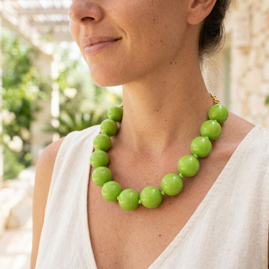 Mod Style Lime Green Chunky Bead Necklace