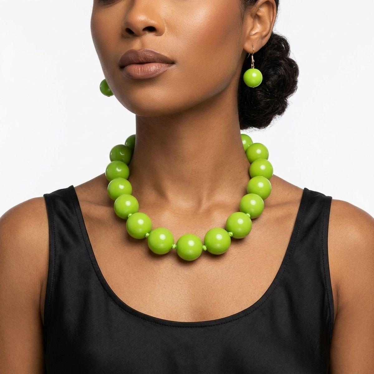 Mod Style Lime Green Chunky Bead Necklace