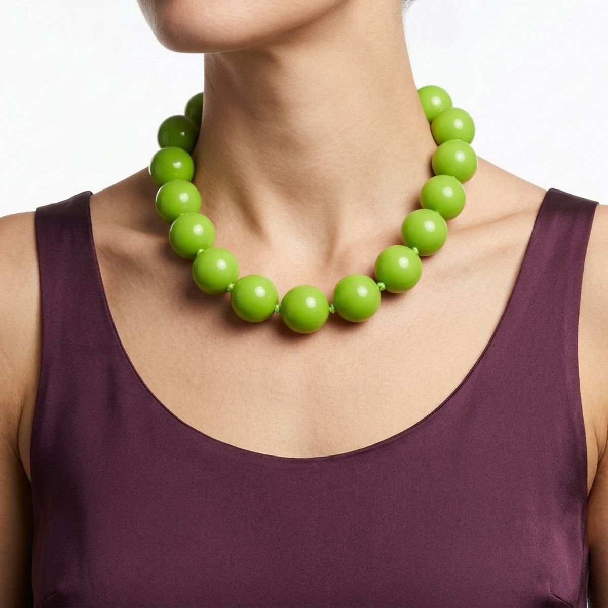 Mod Style Lime Green Chunky Bead Necklace