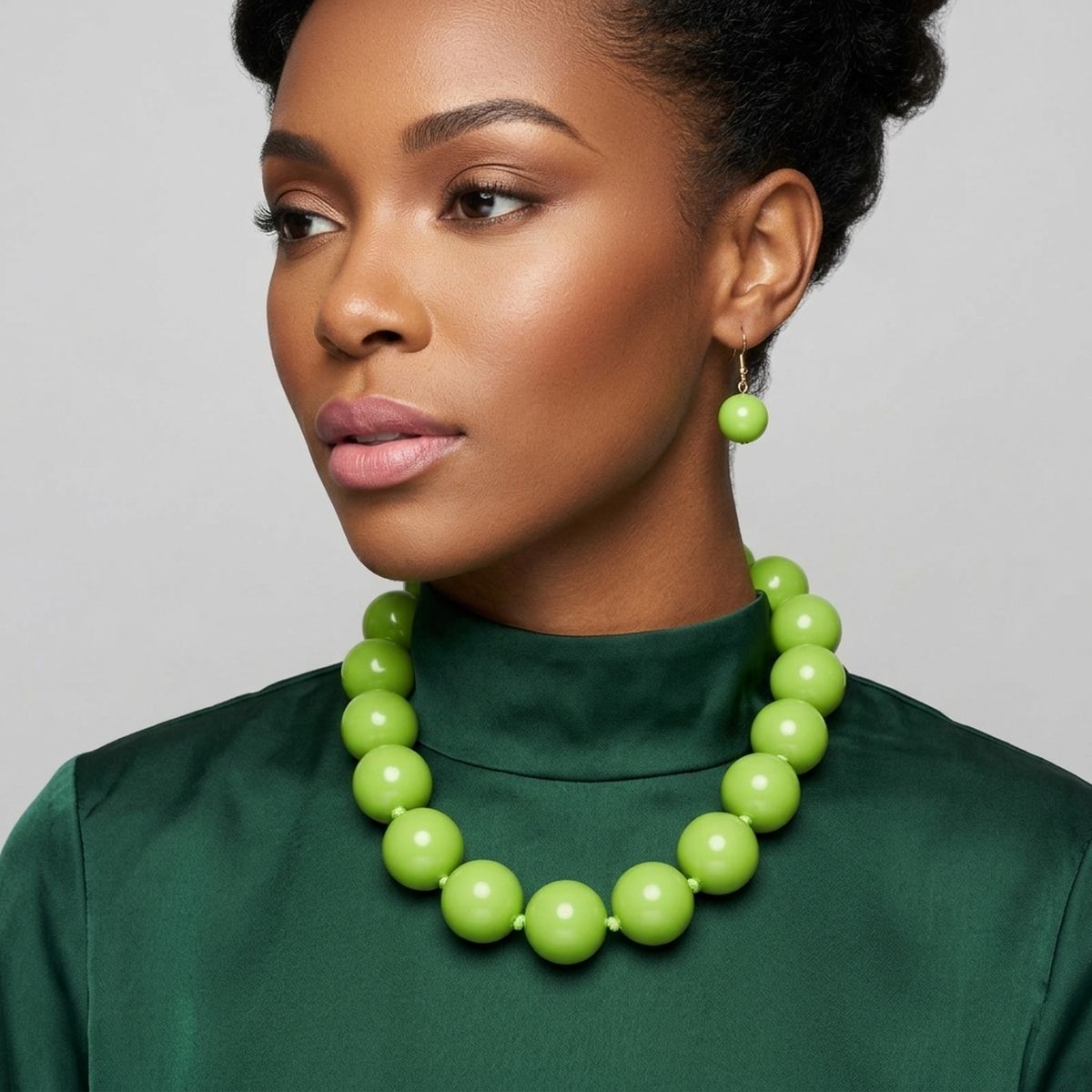 Mod Style Lime Green Chunky Bead Necklace